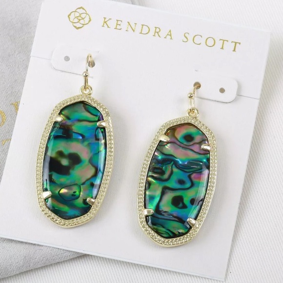 NEW Kendra Scott Gold Abalone Shell Elle Drop Earrings - Picture 4 of 8